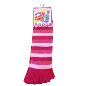 Multi-Colored Pink Striped Toe Socks